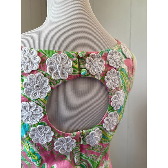 Lilly Pulitzer Pink & Green Floral Mini Dress, Size 0 - Picture 4 of 8